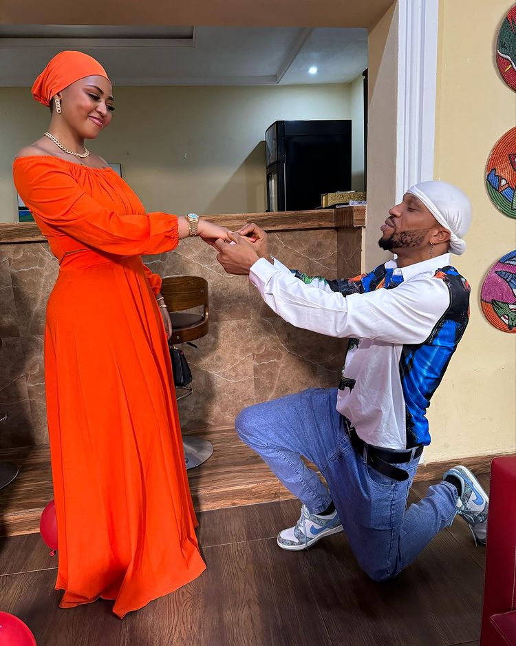 Charles Okocha playfully proposes to Regina Daniels