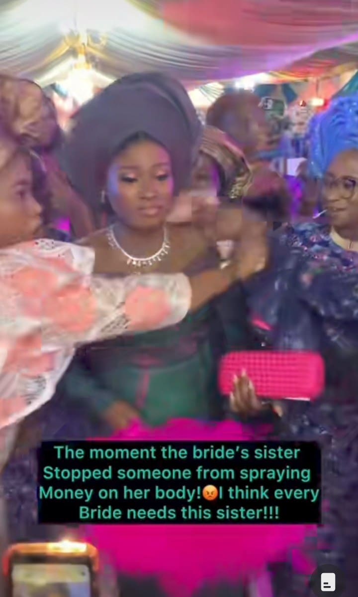 Bride's sister spray money