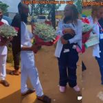"Is your husband single?" – Husband storms wife's graduation to celebrate her in grand style