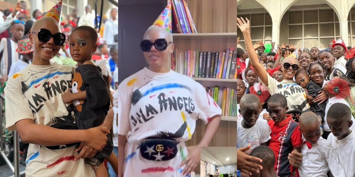Nancy Isime keeps to her birthday tradition for the 11th straight year as she celebrates with kids, donates library to school