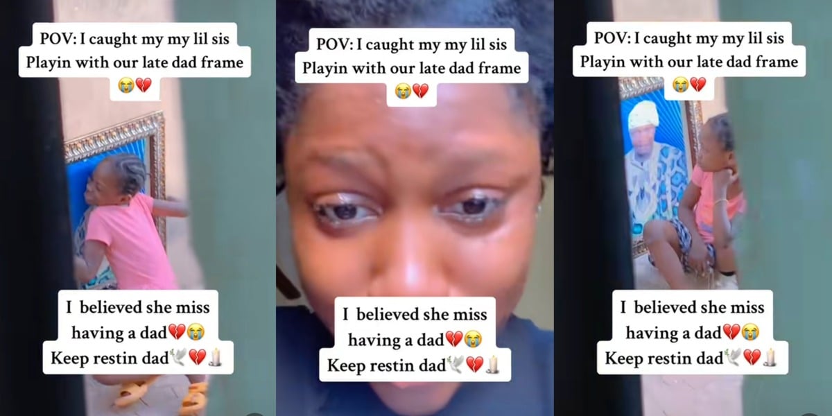 "I don’t even know my dad" - Emotional scene unfolds as little girl kisses and hugs deceased father's photo