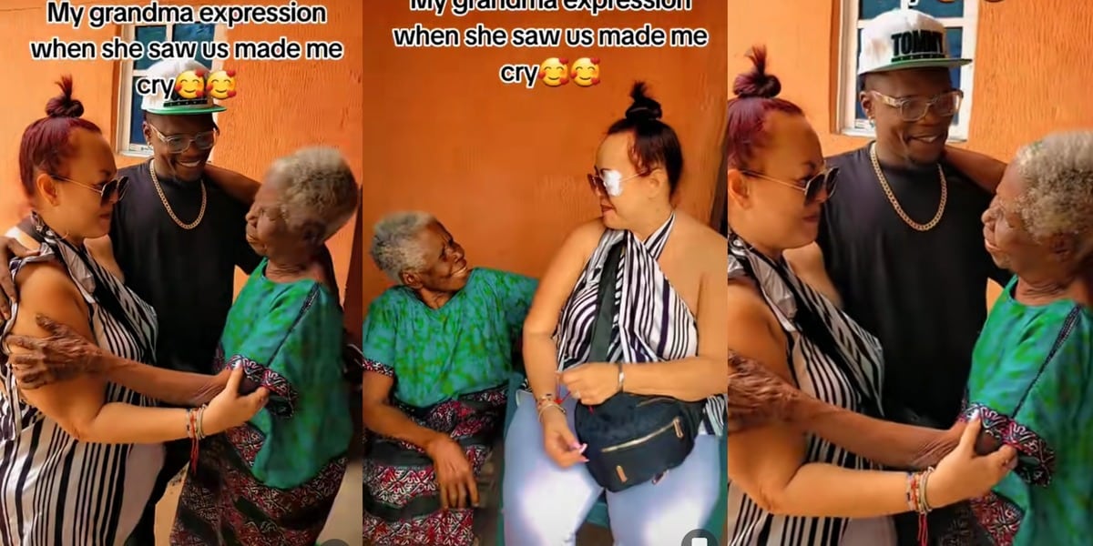 "You carry grandma go visit grandma" - Nigerian man causes stir, introduces older Caucasian lover to grandmother