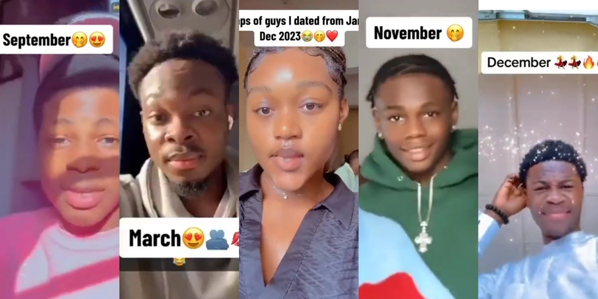 "Big achievements" - Beautiful lady shows off snaps of 12 Nigerian men she dated from January to December 2023