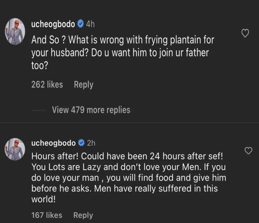 “You all are lazy and don’t love your men” — Uche Ogbodo weighs in on plantain saga 