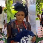 "If I laugh, make I bend" - Bride refuses to smile until groom, friends shower her with cash on wedding day