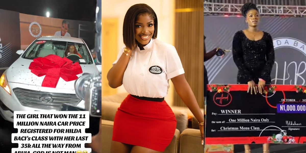Hilda Baci awards 3 top cooking class students with brand new car, iPhone 14 Plus, and 1 million naira cheque