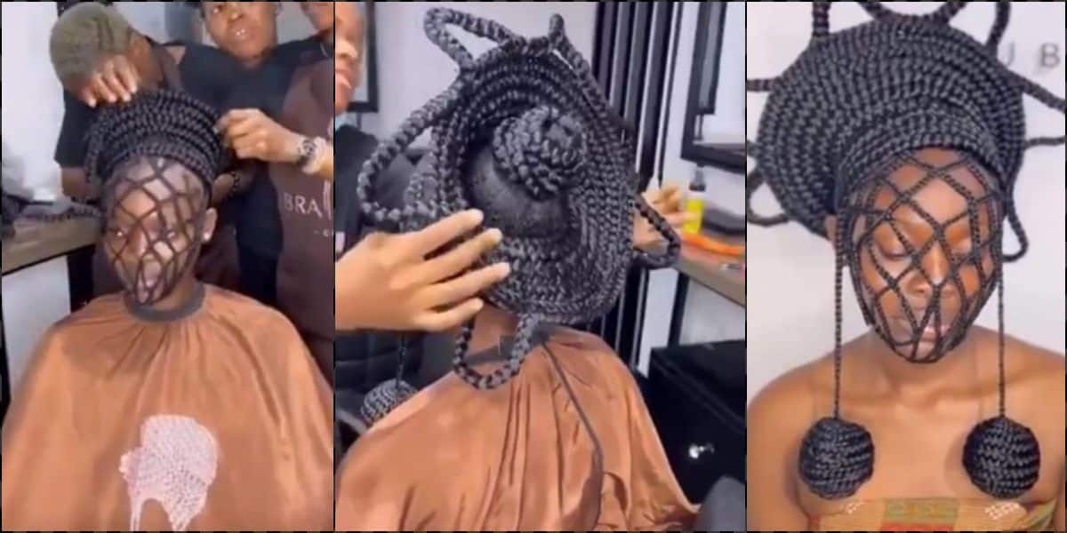 Lady shows off unique, yet stunning net-like hairstyle