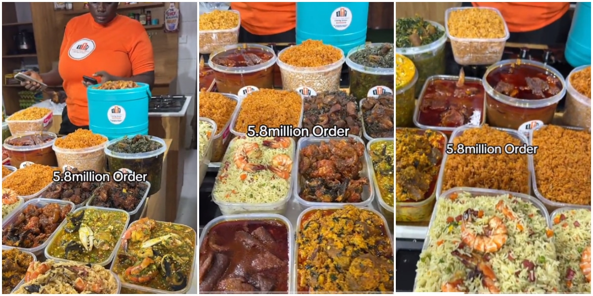 Lady stuns many as she shows off N5.8 million food she cooked for a customer