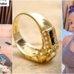 Lady stuns many as she shows expensive gold ring she found in bale of Okirika clothes