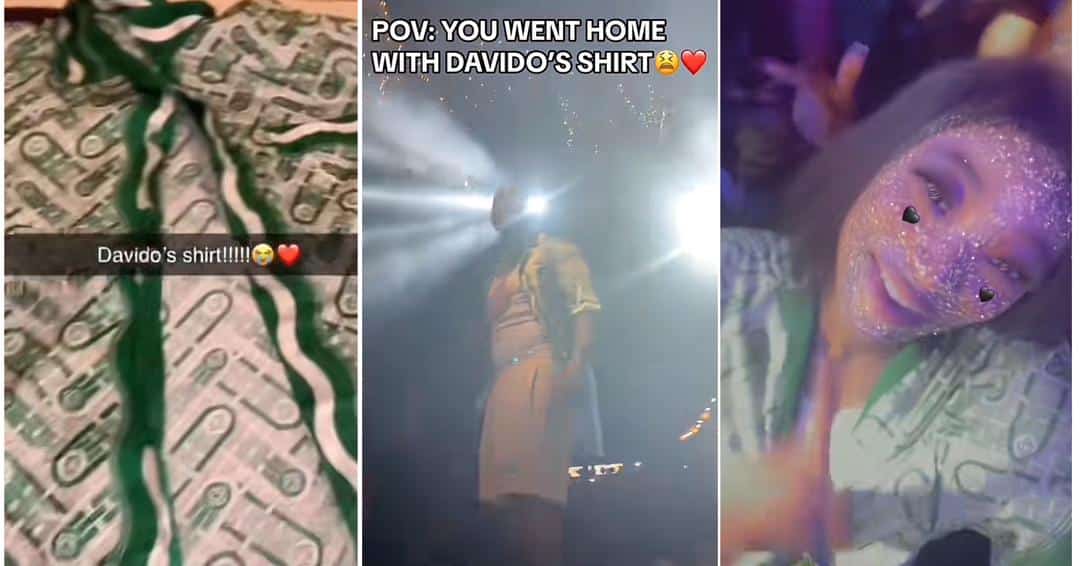 Lady who caught Davido's shirt at concert shares what it smelt like