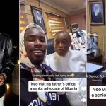 Neo Akpofure visits father, a SAN, at his office, video stirs reactions