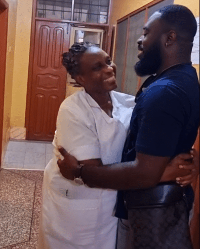 Mother emotional as son returns unannounced from abroad to surprise her at work