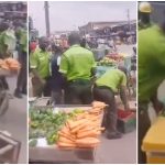"Have mercy on us" - Moment Lagos state government seizes traders' goods displayed along the highway